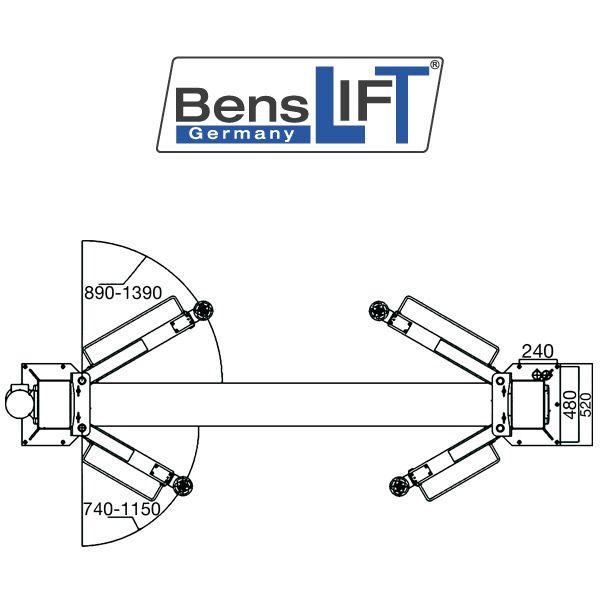 Benslift 2-Säulen Hebebühne 4,2t BL 2.42M